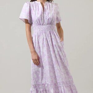 NWOT SUGARLIPS Smocked Maxi Lavender & White 100% Maxi Dress Plus 1X Retail $110